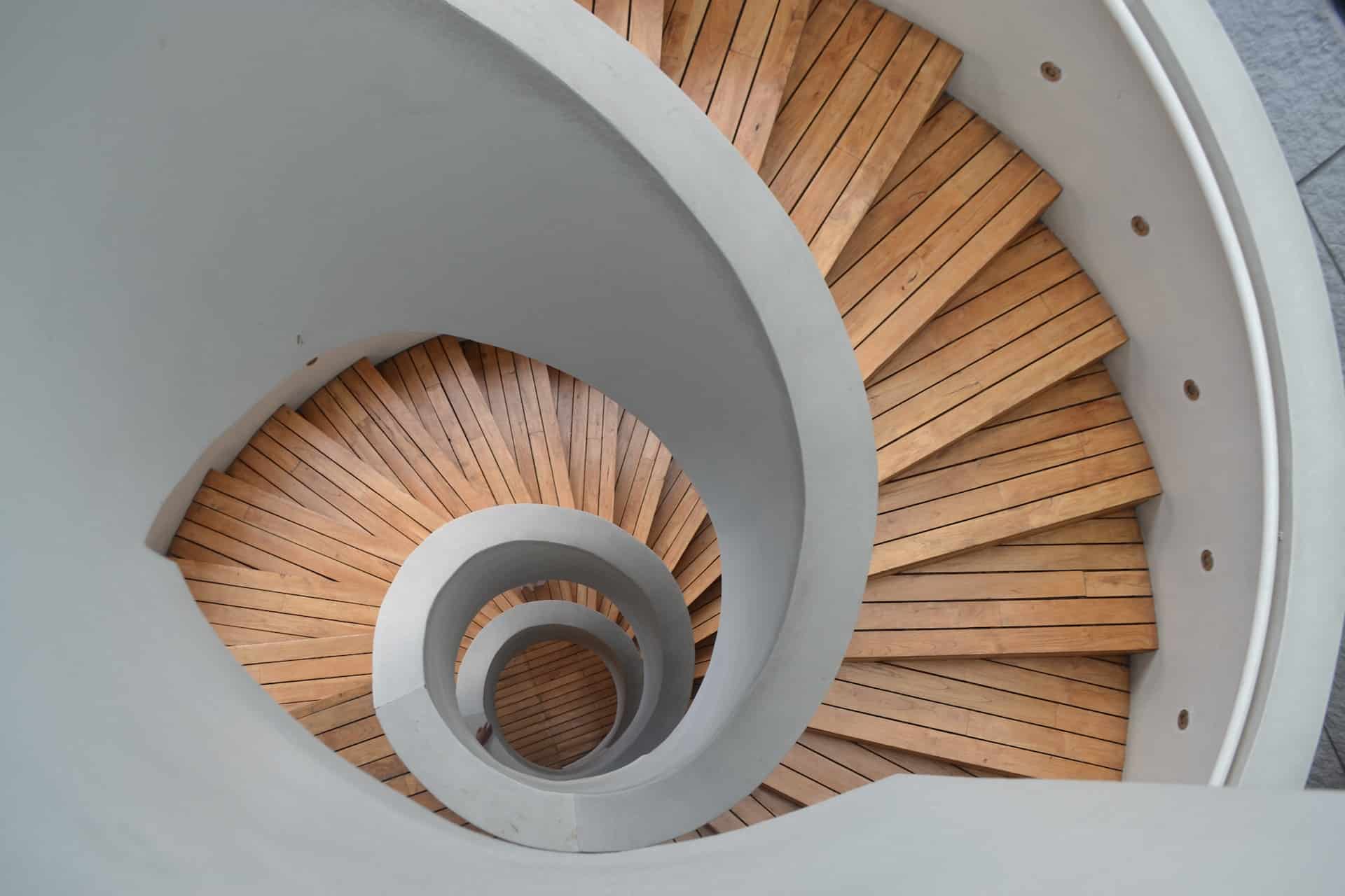 arial view of a spiral staircase