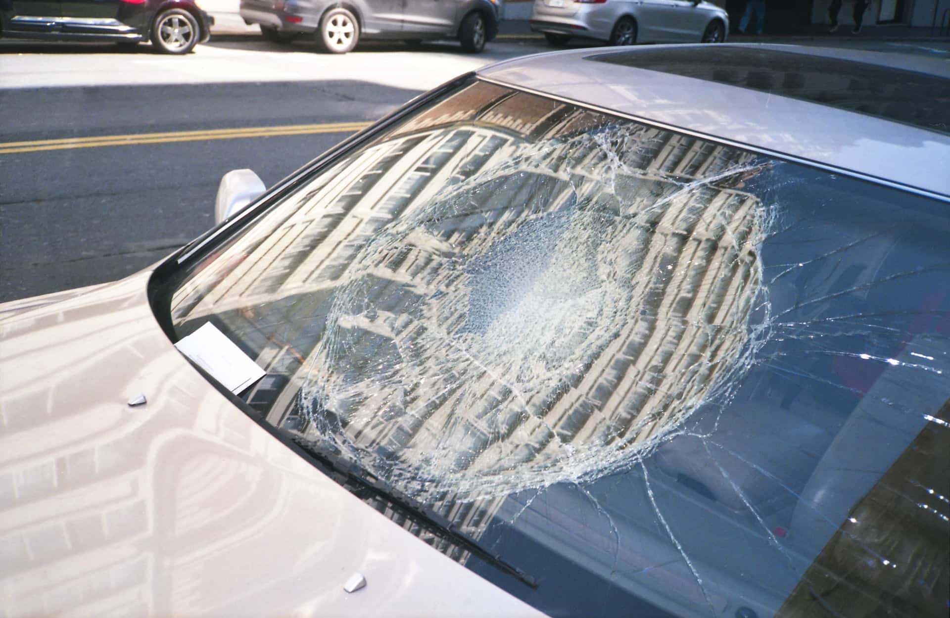 car with windshield damage