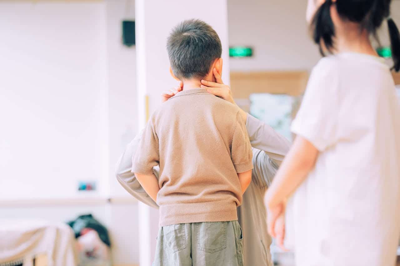 a boy at a doctors office