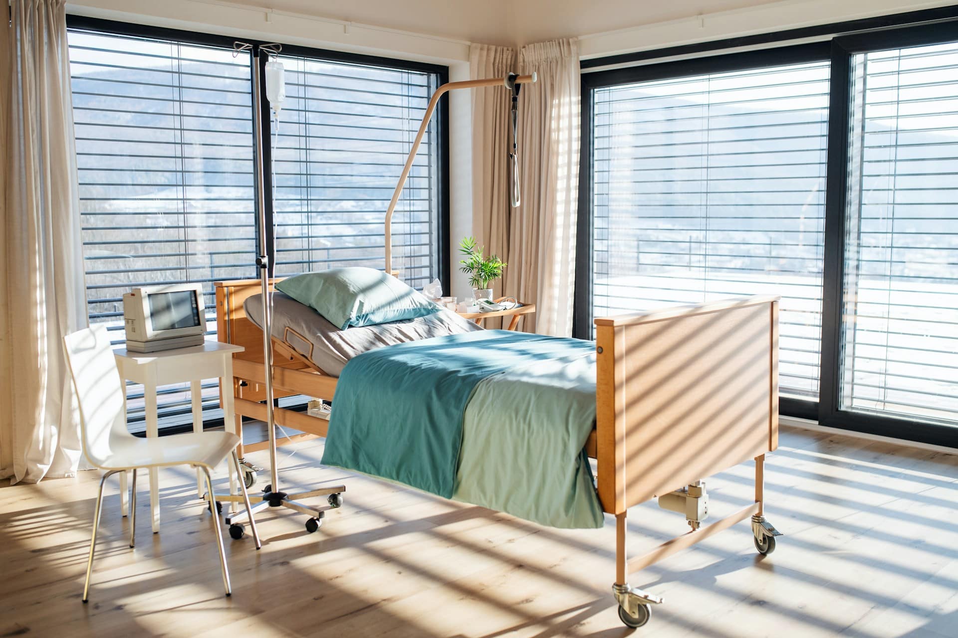A hospital room, representing hospital-acquired infections.